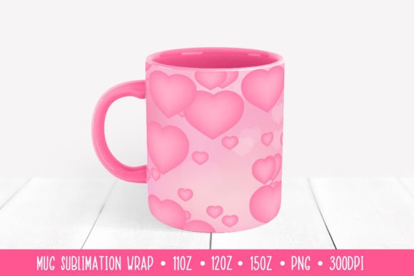 Download Pink Hearts Mug Wrap Sublimation Design - Hearts Collection