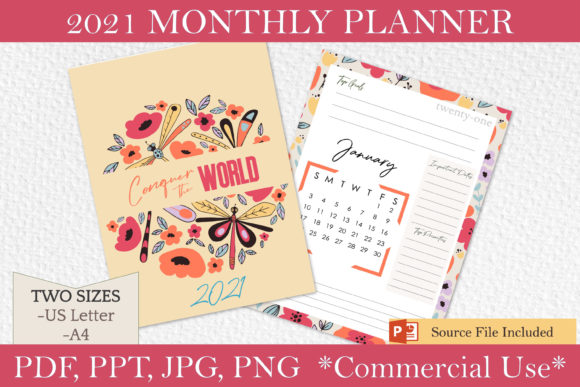 Download 2021 Monthly Planner Printables / Floral - Planner Collection