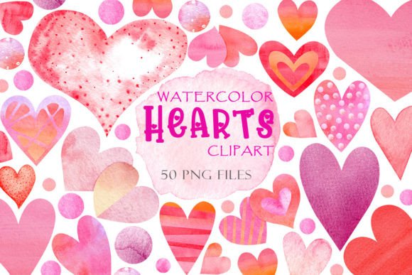 Download Pink Hearts Watercolor Set - Hearts Collection