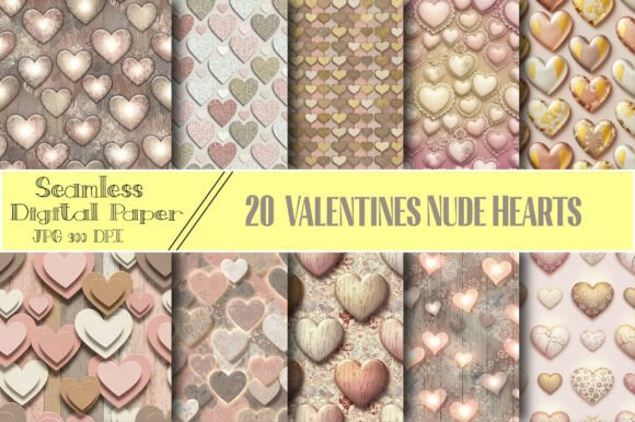 Download Valentines Nude Hearts Digital Papers - Hearts Collection