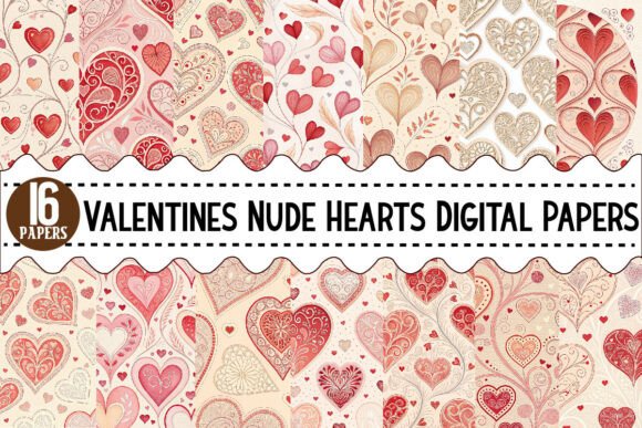Download Valentines Nude Hearts Digital Papers - Hearts Collection