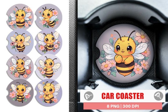 Download Car Coaster Cute Honey Bee Illustration - Bee illustration Collection