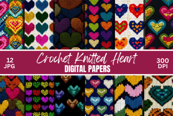 Download Crochet Knitted Hearts Paper Patterns - Hearts Collection