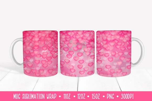 Download Hot Pink Hearts Mug Sublimation Design. - Hearts Collection