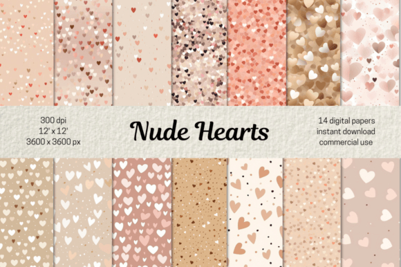Download Valentines Nude Hearts Digital Papers - Hearts Collection