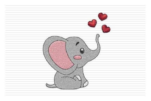 Download Baby Elephant Embroidery, Cute Hearts - Hearts Collection
