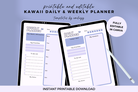 Download Kawaii Aesthetic Weekly &amp; Daily Planner - Planner Collection