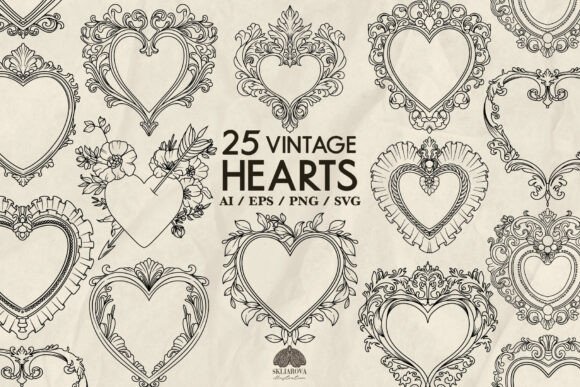 Download Vintage Hearts Svg Bundle - Premium Resources