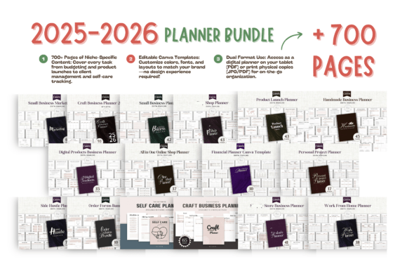 Download 2025-2026 Planner Bundle: Canva Template - Planner Collection